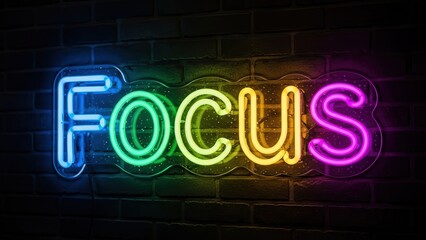 Focus neon sign bright colorful led light wall decor motivational quote inspiration reminder message