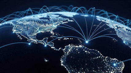 Global network connection technology world map digital network communication data exchange worldwide internet