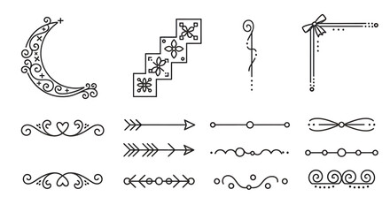Collection of Hand-Drawn Decorative Elements for Design Projects.