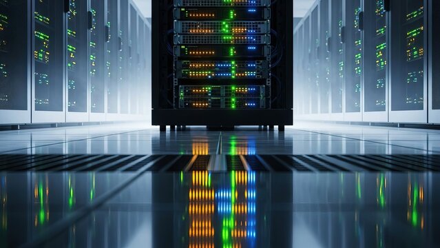 Data center server room hosting information technology network computing infrastructure rack equipment