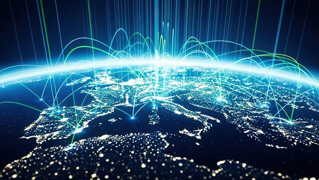 Global network connections technology internet communication worldwide data transfer concept image - Powered by Adobe