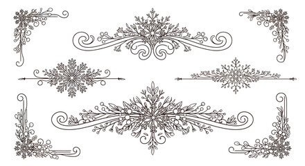 Elegant Floral Ornaments - A Collection of Decorative Elements.