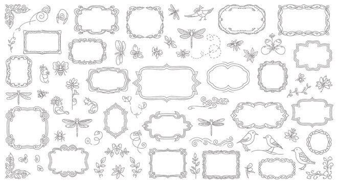 Elegant Floral Frames and Ornaments - A Delicate Vector Collection.