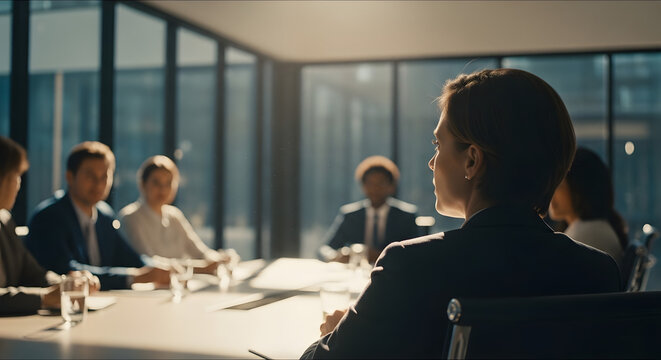 Business professionals in a modern conference room during a meeting