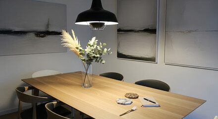 minimalist composition of dining room interior