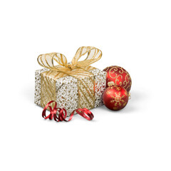 Festive Christmas Gift Box with Ornaments.
