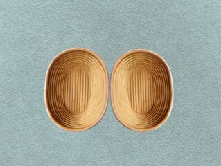 The green background in the image is a brown woven bowl with a pattern made from medium-sized rattan strands woven into a circle to form a beautiful brown rattan bowl and cup for food fruits and veget