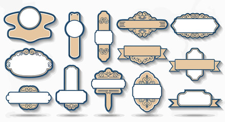 Collection of Vintage Label Designs with Decorative Elements.