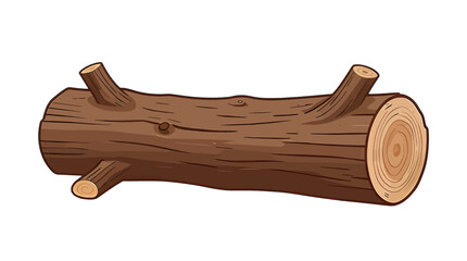 Wooden Log Illustration with Cut Branches