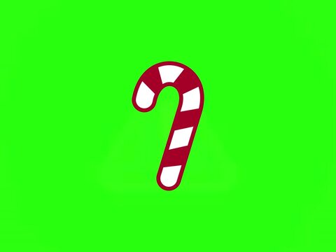 Candy Cane Animated Icon on Green Screen