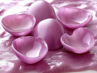 Soap with pink petals on a white background close-up