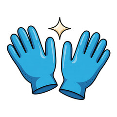 Obraz premium Blue gloves with sparkling star medical gloves protective wear
