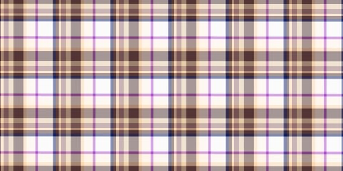Brown and Beige Plaid Textile Pattern with Purple Accents