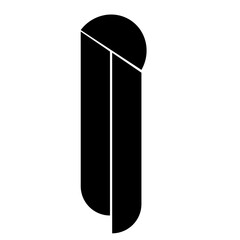 Minimal vertical typographic mark in solid black on transparent background. Geometric, modern letterform ideal for luxury branding, architecture firms, tech startups, signage, stationery, and refined 