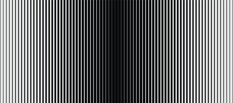 Vertical Black and White Line Gradient Background | Monochrome Halftone Fade Pattern and Optical Op Art Texture