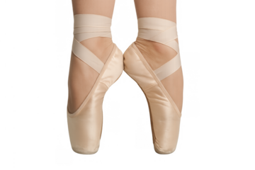 Ballerina feet wearing pointe shoes, performing en pointe, showing grace, balance, and classical ballet dance
