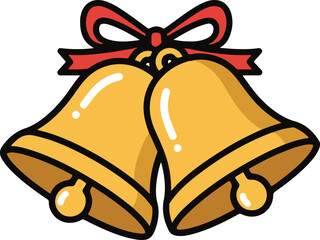 christmas bells with red ribbon