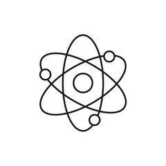 Atom Symbol with Electrons Orbiting. Science and Technology Concept.