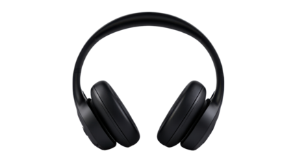 Black wireless headphones providing clear audio entertainment, listening to digital music with modern technology on a transparent background