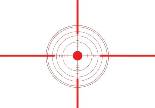 Red crosshair reticle target sight isolated on transparent background