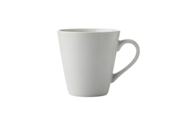 White ceramic latte mug isolated on transparent background