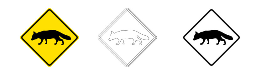 Fox crossing traffic sign in vector format