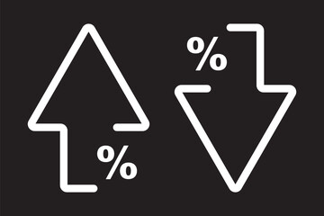Percent arrow up and down icon isolated on white background. Percentage growth and decline sign symbol