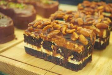 Delicious dessert served at a bakery in the afternoon