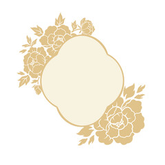 Elegant background frame illustration decorated with gold peony flowers