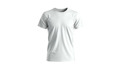 A plain white crew neck t-shirt isolated against a black background, rendered with soft lighting (2)
