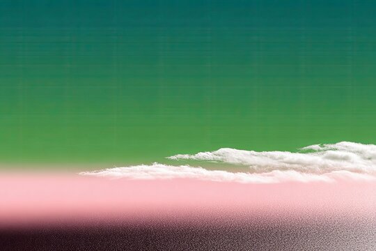 An abstract landscape featuring a gradient of colors with clouds in the sky.