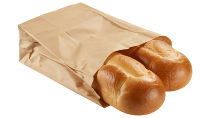 Fresh baked rolls in a paper bag ready for a picnic lunch or family meal
