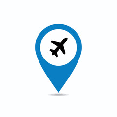 Fototapeta premium Airport Location Pin Icon Map Marker