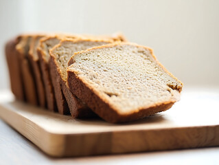 Freshly Baked Sliced Bread on a Wooden Board