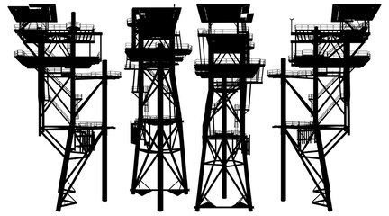 Industrial Platform Construction Vector. Metal Equipment Oil Structure. Illustration Isolated On White Background. 