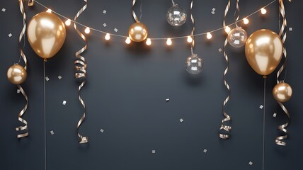 Golden party balloon border