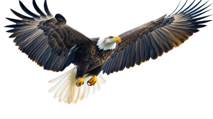 Obraz premium Bald Eagle Flying Wings Spread isolated on a transparent background