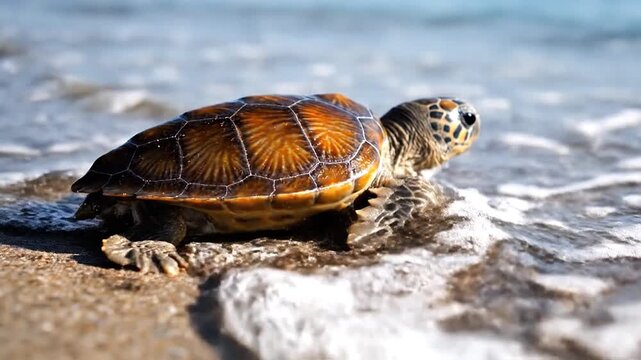 Precious baby turtle newborn displaying distinctive shell pattern markings