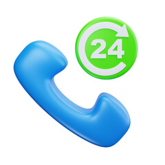 3D Phone Support Service 24 Hours Icon