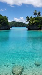 Fototapeta premium Turquoise Waters and Lush Islands - A Tropical Paradise Escape.