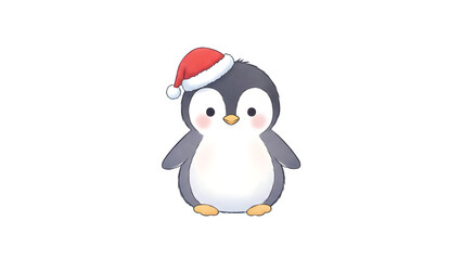 Fototapeta premium Cute Penguin With Santa Cap