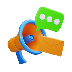 3D Megaphone Message Alert Communication Icon