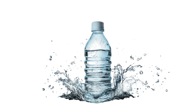 Water Bottle Splash isolated on a transparent background