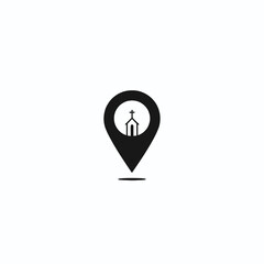Fototapeta premium Church Location Pin Icon, map pointer icons 