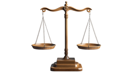 Wooden Balance Scale isolated on a transparent background