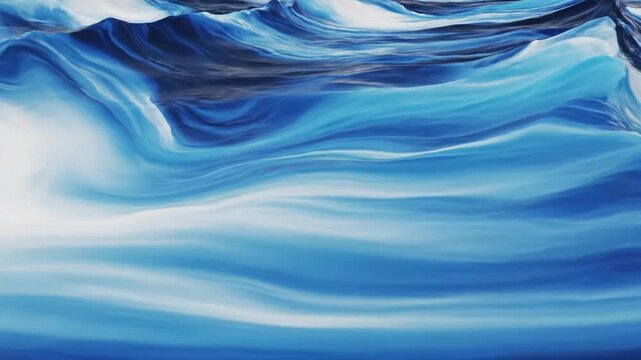 Abstract ocean wave rendering in shades of blue with dynamic movement and fluid textures for creative visuals