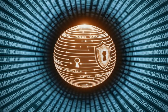 Cybersecurity concept with global data protection