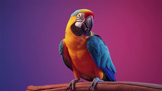 ネオングラデーションに映える陽気なオウム