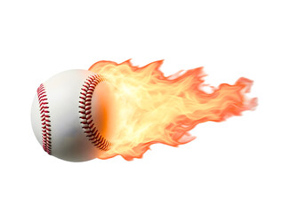 Obraz premium Baseball on fire with flames isolated on transparent background