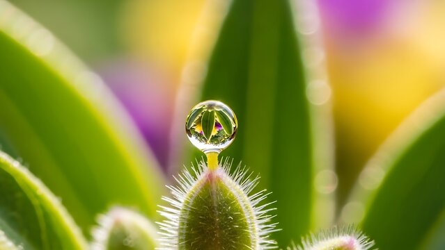 water drops on a green leaf